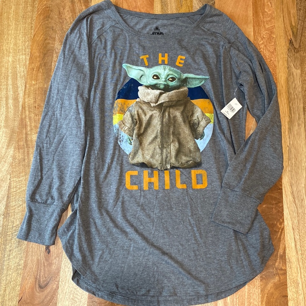 NWT Disney Star Wars Grogu The Child Gray Long Sleeve tee shirt XL